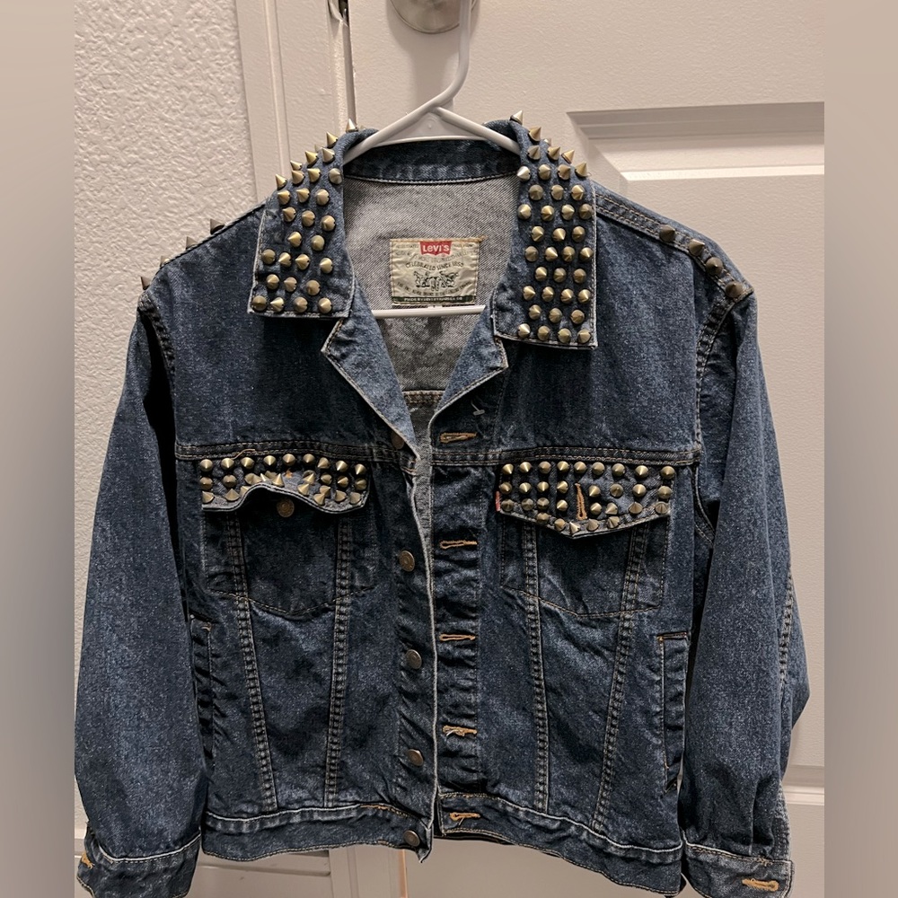 Men Vintage Levi’s Denim Jacket with Spike Handmade